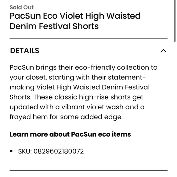 PacSun Eco Violet High Waisted Denim Festival Shorts Size 23 EUC - Picture 14 of 14